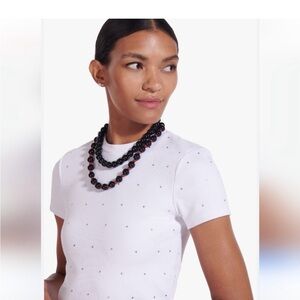 STAUD rhinestone white crop tee sz medium